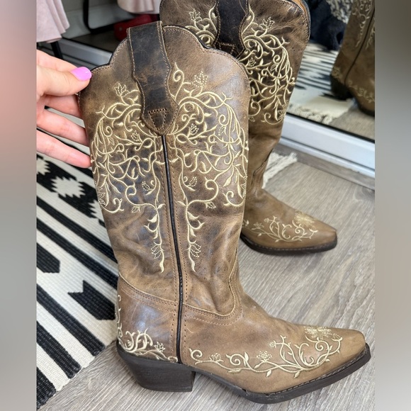 Laredo Women’s Jasmine Cowboy Boots Leather Taupe Size 6 - Picture 5 of 11